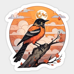 Baltimore oriole and moon Sticker